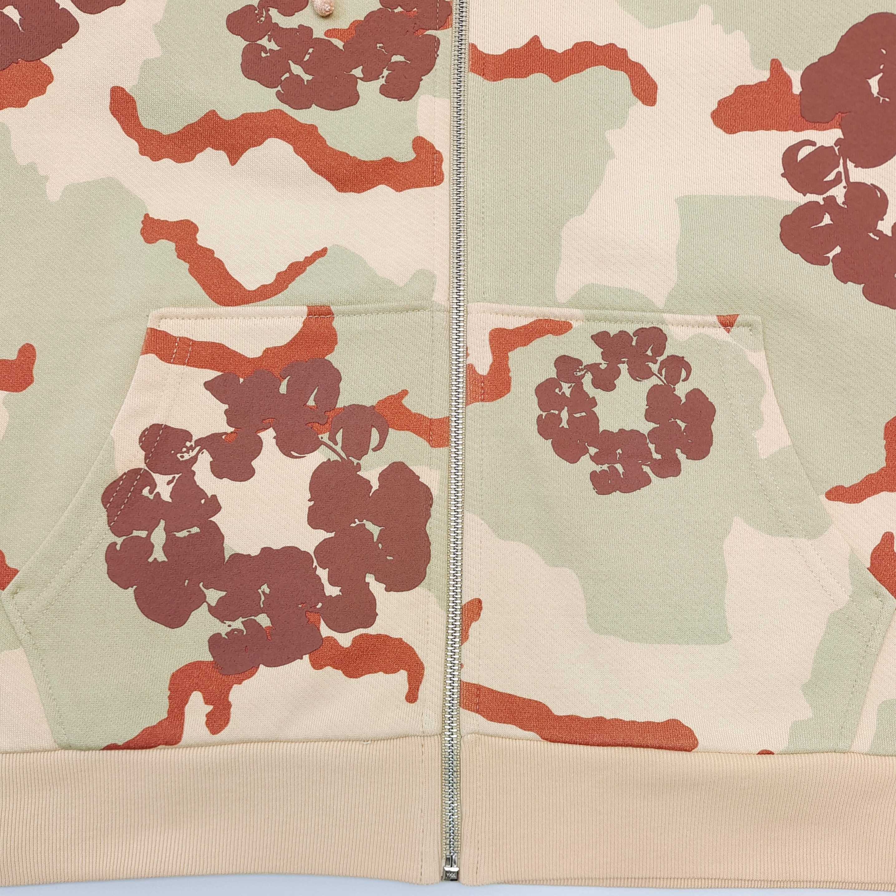 The Cotton Wreath  Zip Sweatshirt Tan Camo
