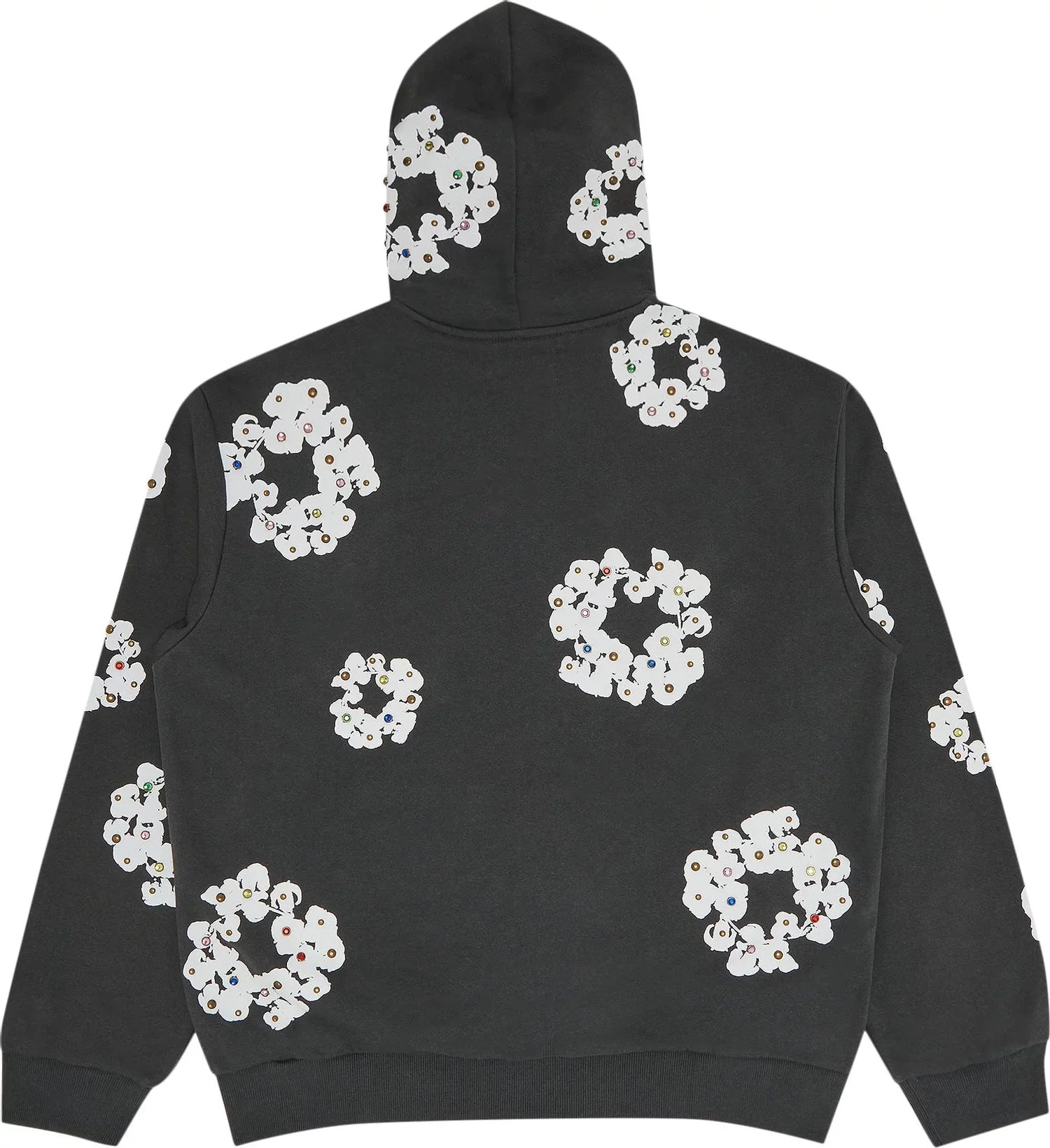 Rhinestone Wreath Zip Hoodie 'Vintage Black'