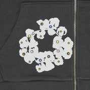 DENIM TEARS - Rhinestone Wreath Zip Hoodie 'Vintage Black'