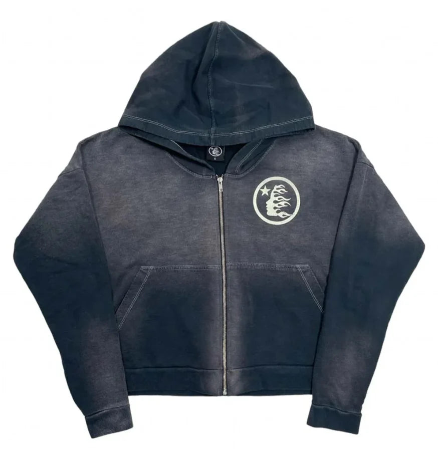 HELLSTAR- Racer Zip Up Hooded Sweatshirt