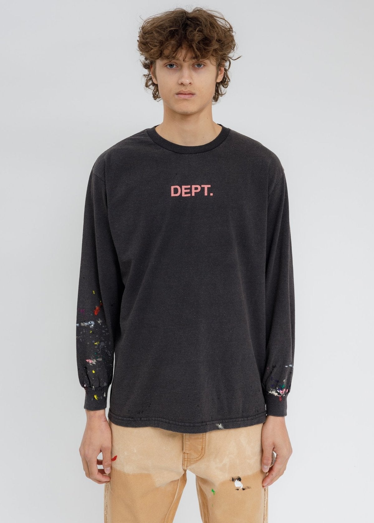 Black centered logo "DEPT" paint Long Sleeves