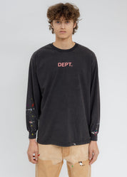 Black centered logo "DEPT" paint Long Sleeves