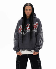 HELLSTAR- Records Tour Hoodie Washed Black