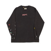 Black centered logo "DEPT" paint Long Sleeves