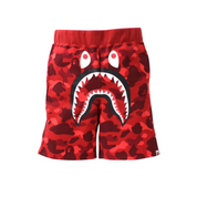 Color Camo Shark Sweat Shorts " Red"