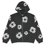 Rhinestone Wreath Zip Hoodie 'Vintage Black'