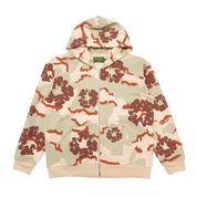 The Cotton Wreath  Zip Sweatshirt Tan Camo